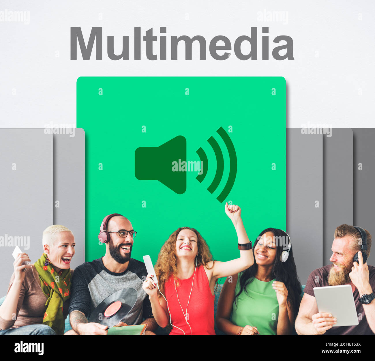 Podcast Audio Musica Multimedia Broadcast Concept Foto Stock