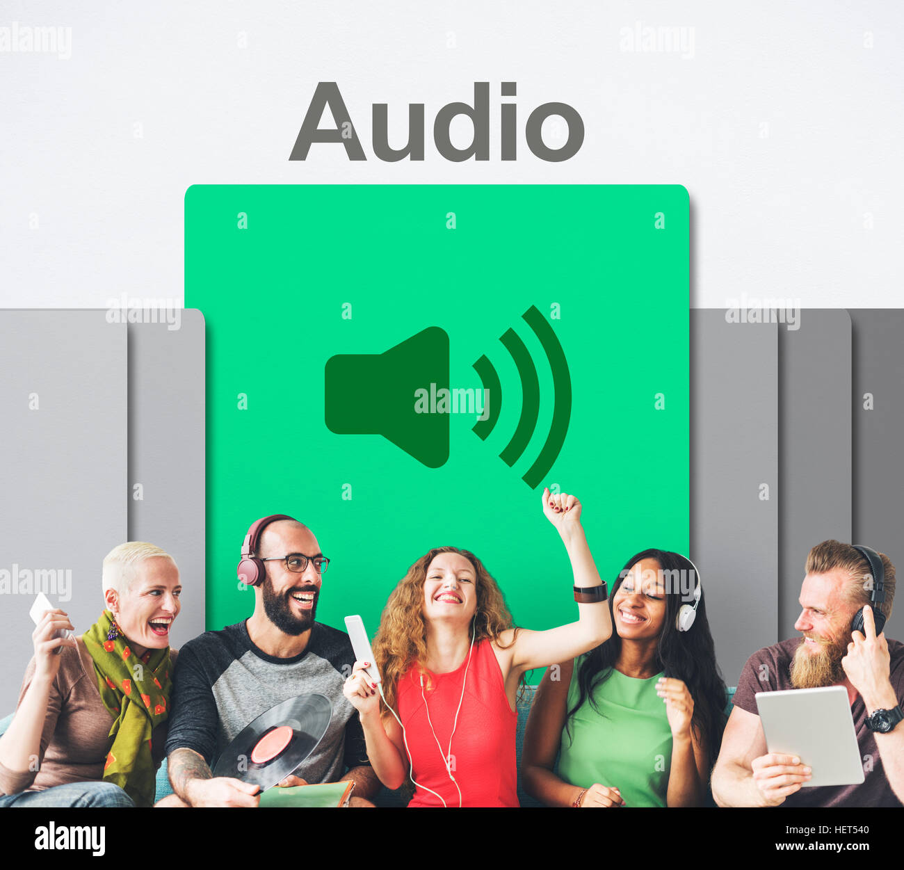 Podcast Audio Musica Multimedia Broadcast Concept Foto Stock