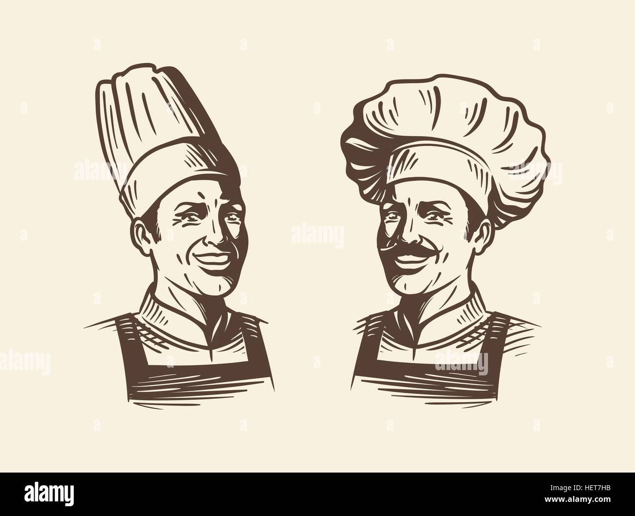 Lo chef felice in hat. Schizzo illustrazione vettoriale Illustrazione Vettoriale