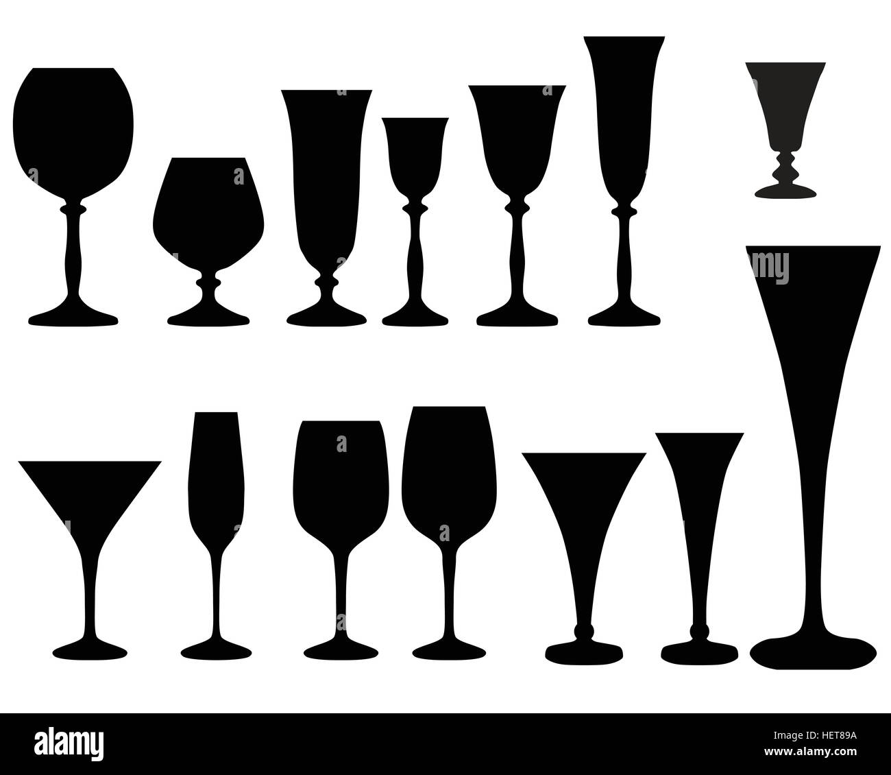 Raccolta di sagome di diversi tipi di calici Illustrazione Vettoriale