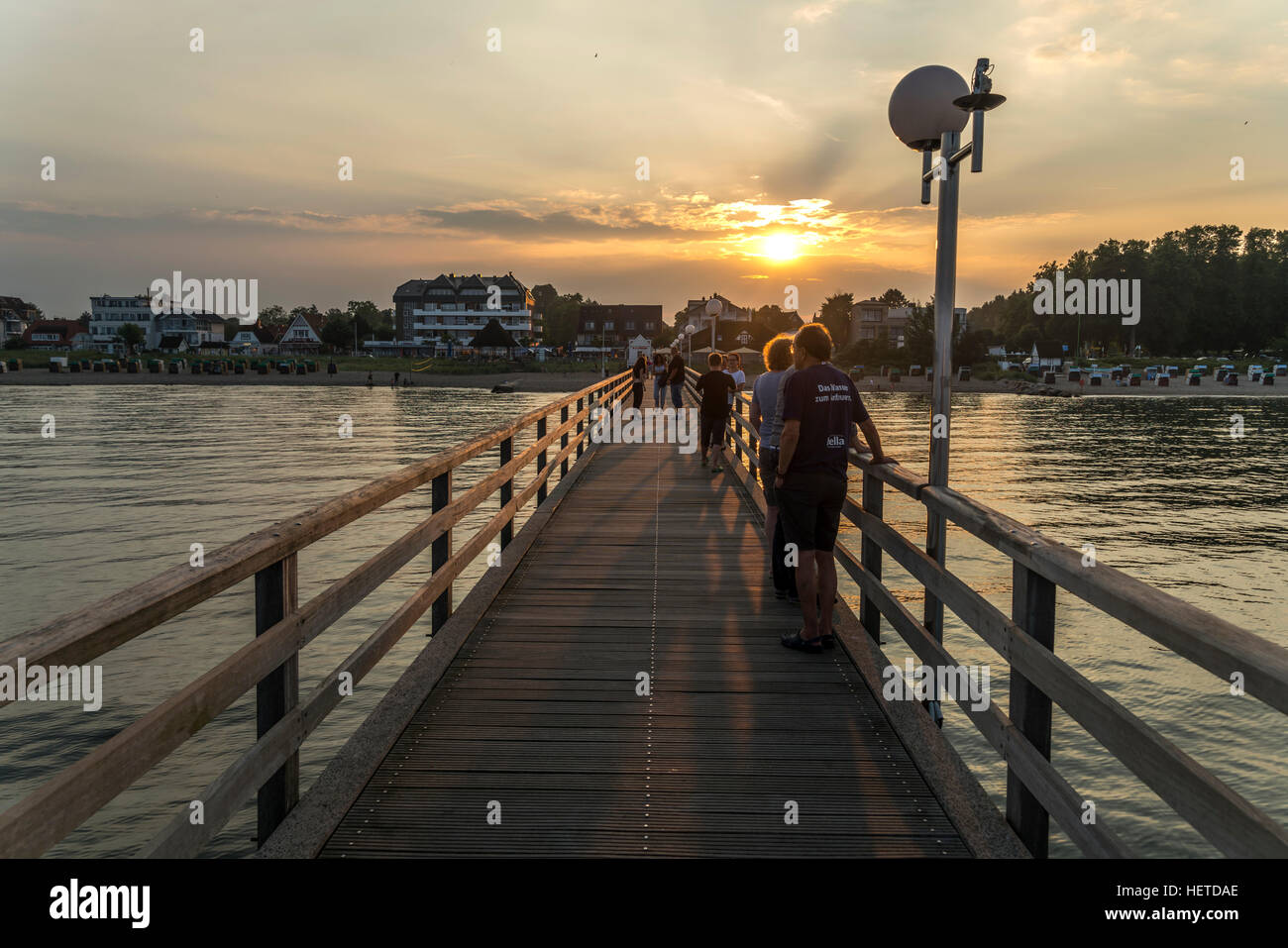 Mar baltico pier in Haffkrug, Scharbeutz, Schleswig-Holstein, Germania Foto Stock