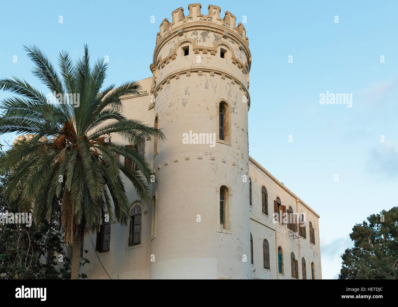 Torre bianca nella vecchia Jaffa Foto Stock
