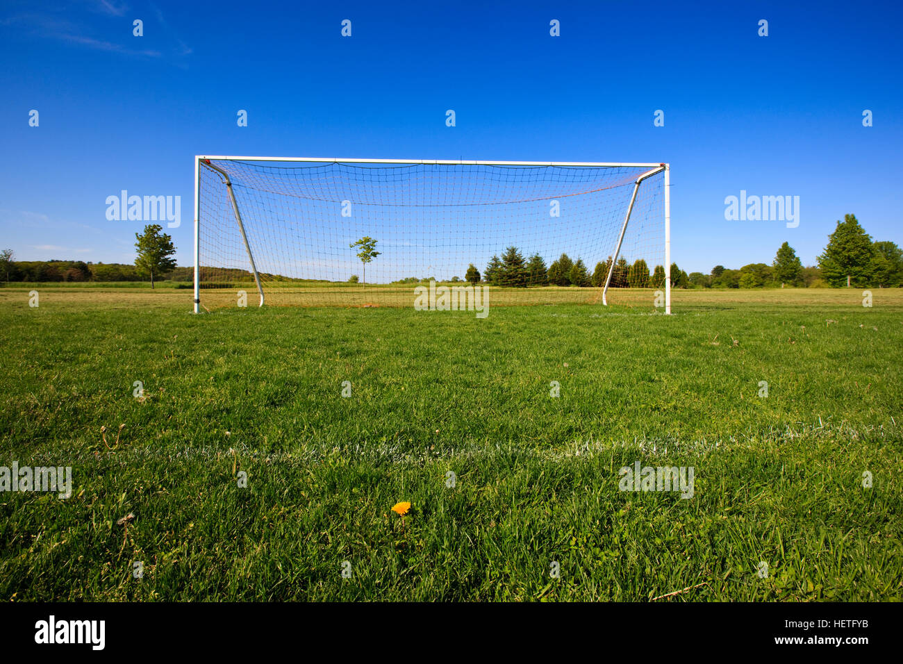 Un campo di calcio a Ipswich, Massachusetts. Foto Stock