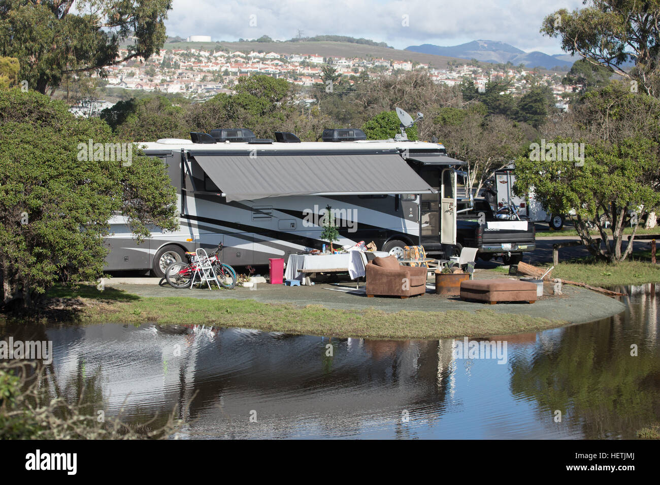 Camping RV a North Beach Campeggio a Pismo Beach California USA Foto Stock