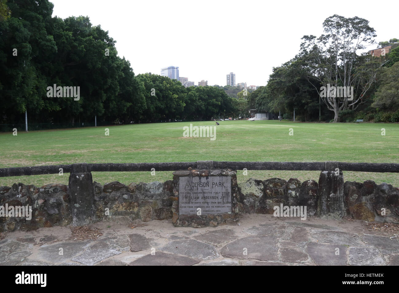 Anderson Park, neutrale sulla baia di Sydney della North Shore inferiore. Foto Stock