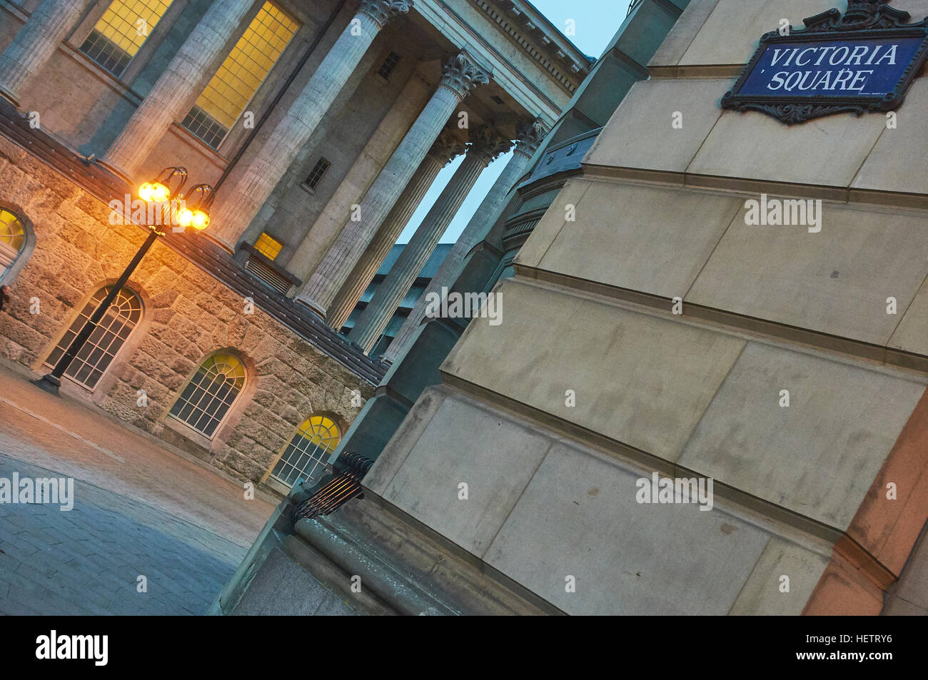 Victoria Square in vecchio stile vintage luogo di incontro a Birmingham, Inghilterra Foto Stock