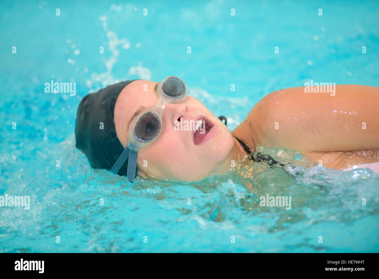Nuotatore individuali per la sua routine Foto Stock