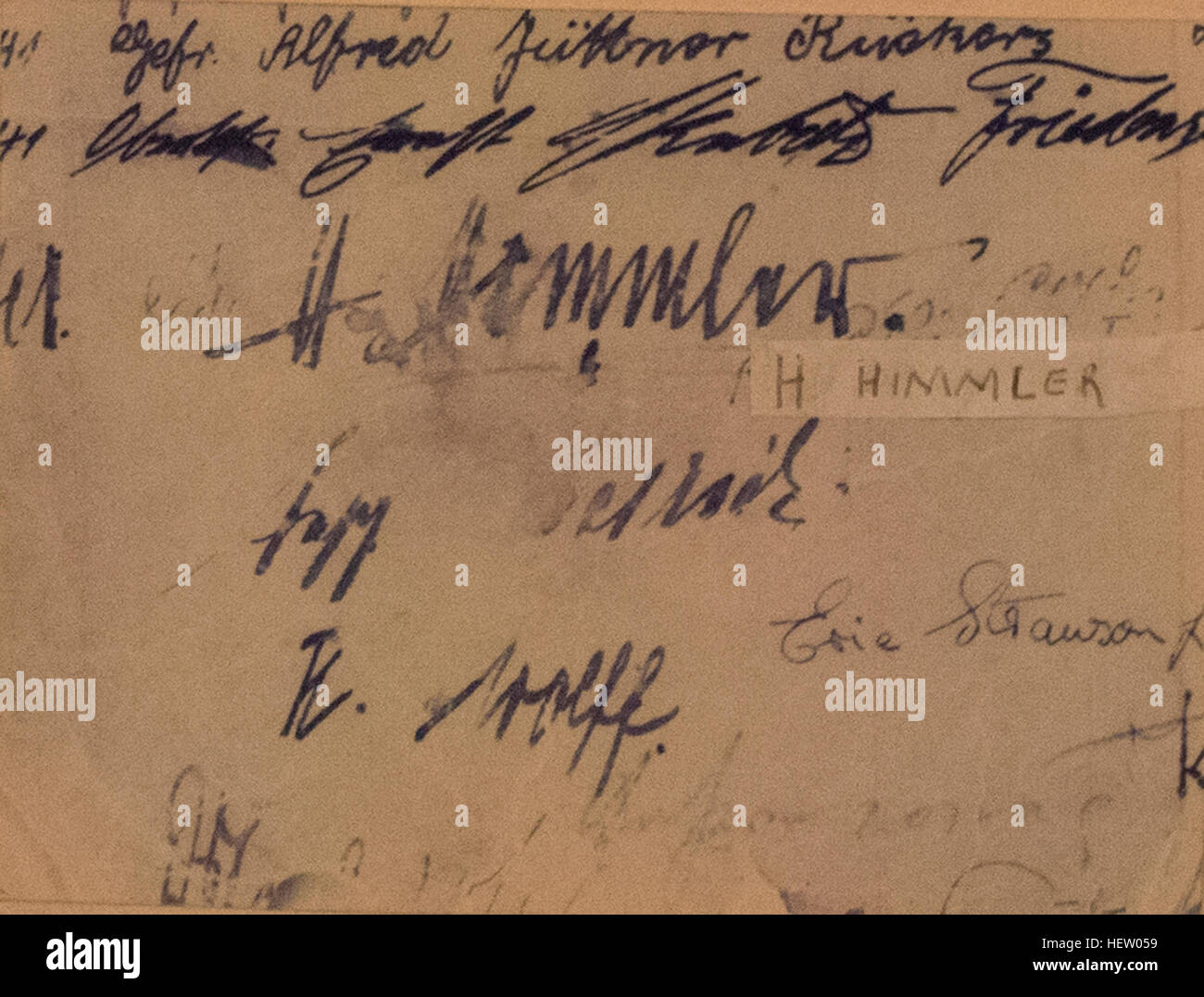 Autografo di Henrich Himmler dal libro degli ospiti nel ristorante Belle Helene Micene Grecia Foto Stock