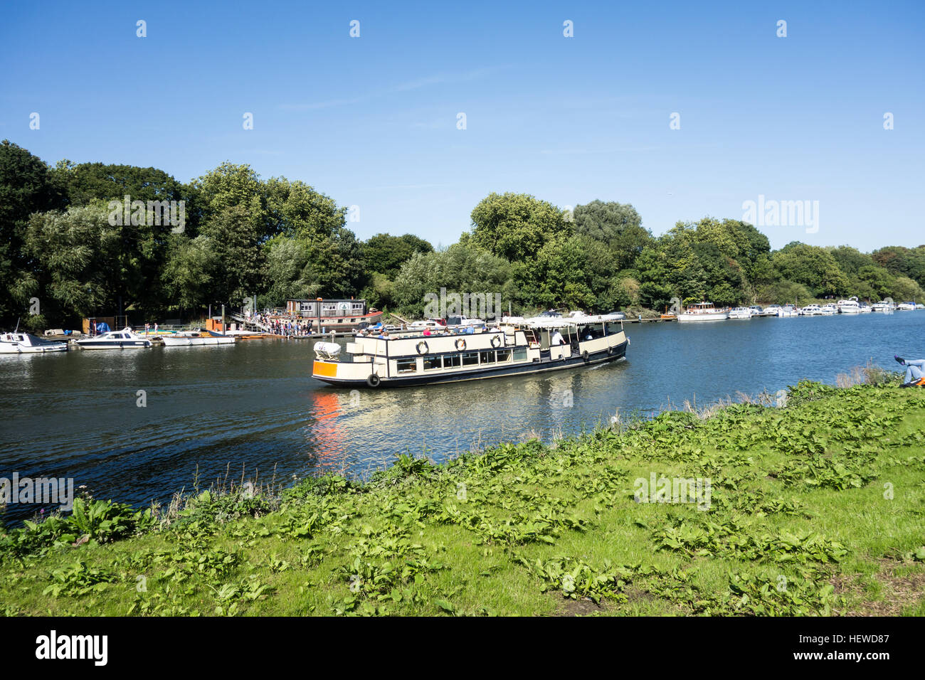 Un river servizio autobus lungo il fiume Tamigi a Richmond, Londra. Foto Stock