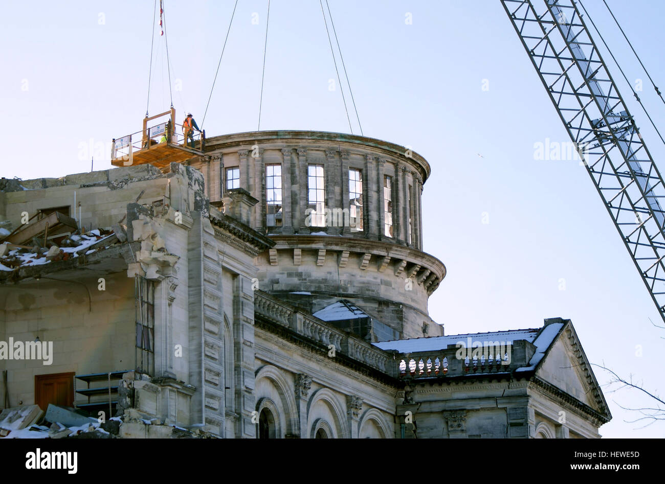Il terremoto di Christchurch del febbraio 2011, con una magnitudine di 6,3, causò gravi danni a Christchurch, in nuova Zelanda, causando 185 morti. Il terremoto fu centrato vicino a Lyttelton, colpendo la regione di Canterbury e scuotendo la città durante il pomeriggio. Foto Stock
