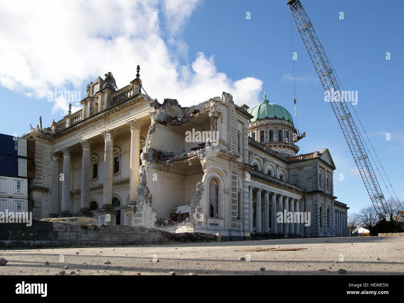 Il terremoto di Christchurch del febbraio 2011, con una magnitudo di 6,3, causò una devastazione diffusa nella città di Christchurch, nell'Isola del Sud, causando 185 morti. Foto Stock
