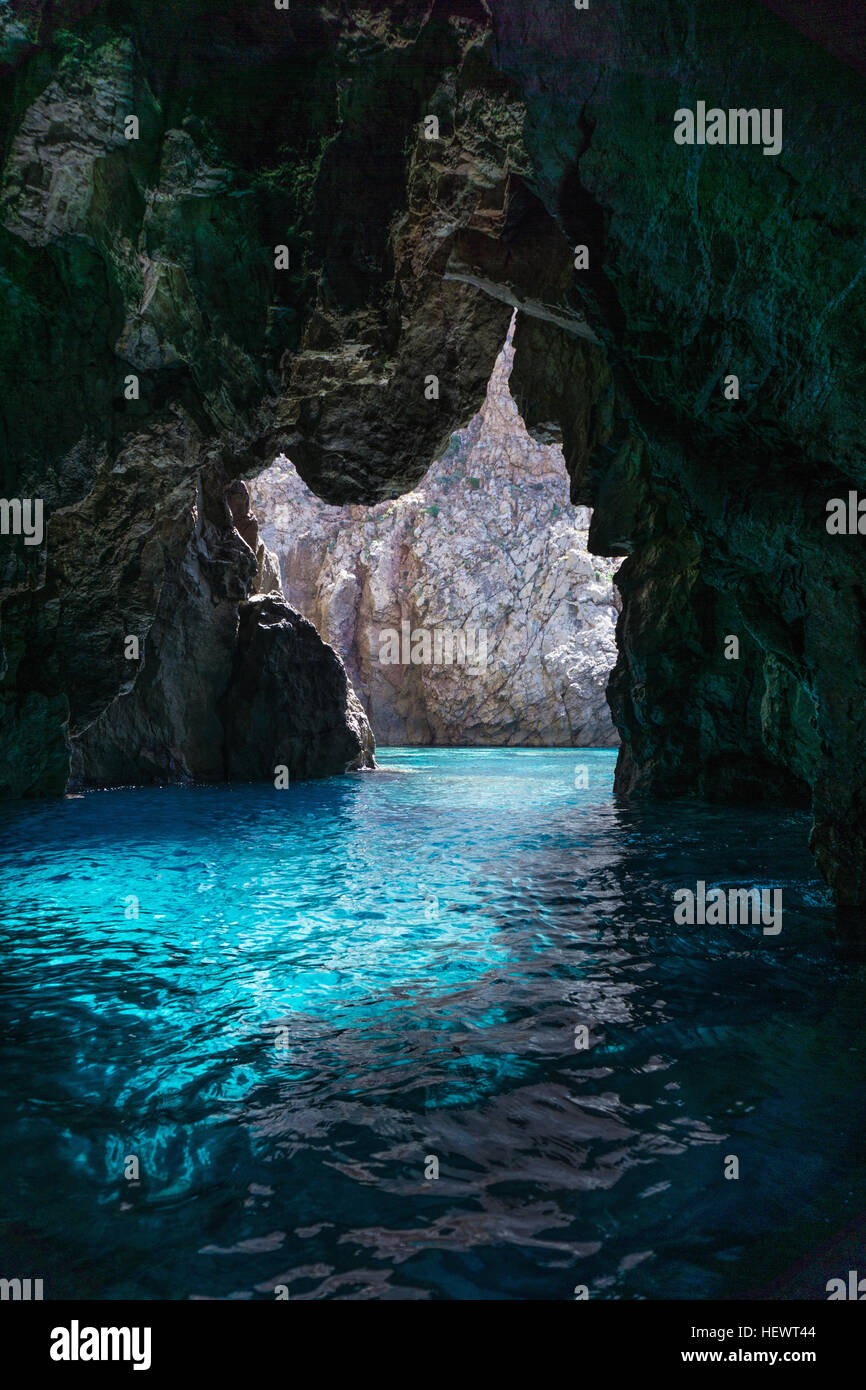 Registrati acqua grotta, Masua, Sardegna, Italia Foto Stock