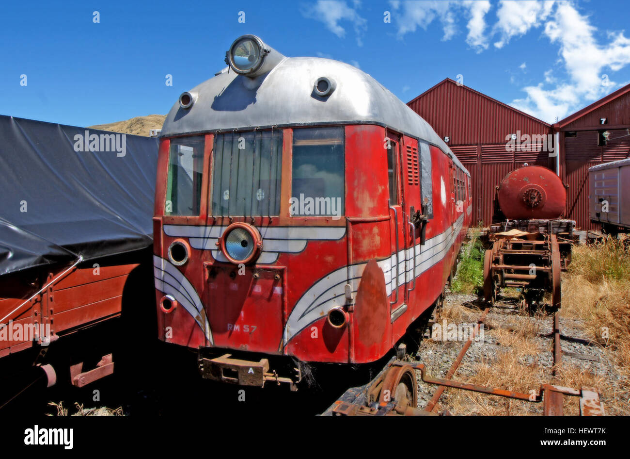 Il NZR RM classe automotrici di Vulcan sono stati operati dal governo neozelandese ferrovie (NZR) nell'Isola del Sud della Nuova Zelanda. Tutti Nuova Zelanda automotrici ferroviarie sono state classificate come RM (RAMPA MOTORE), e questa classe derivata la loro nomenclatura dal nome del costruttore la fonderia Vulcan di Gran Bretagna. Foto Stock