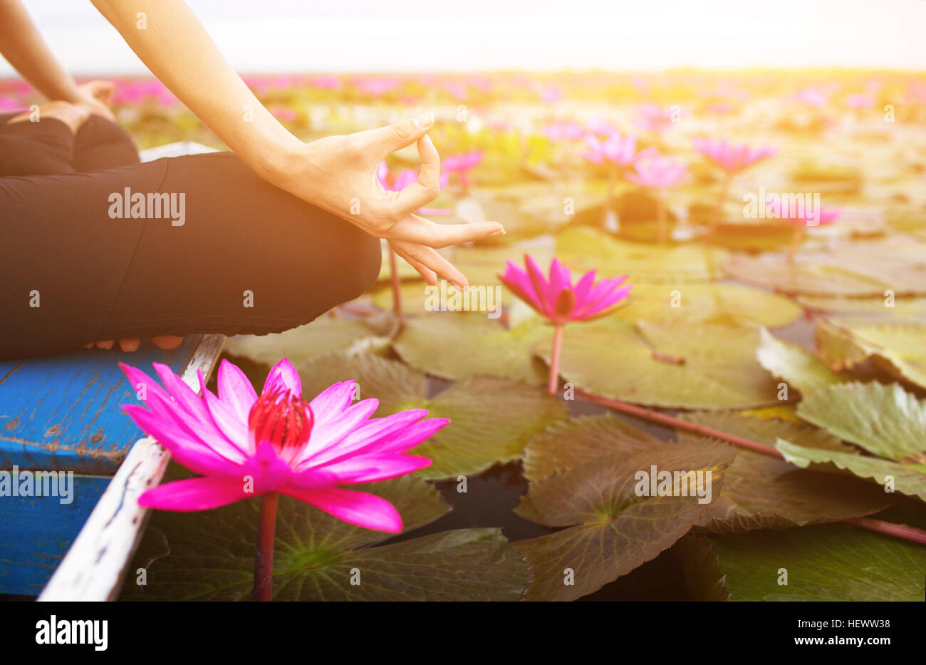 La serenità e la pratica dello yoga Foto Stock