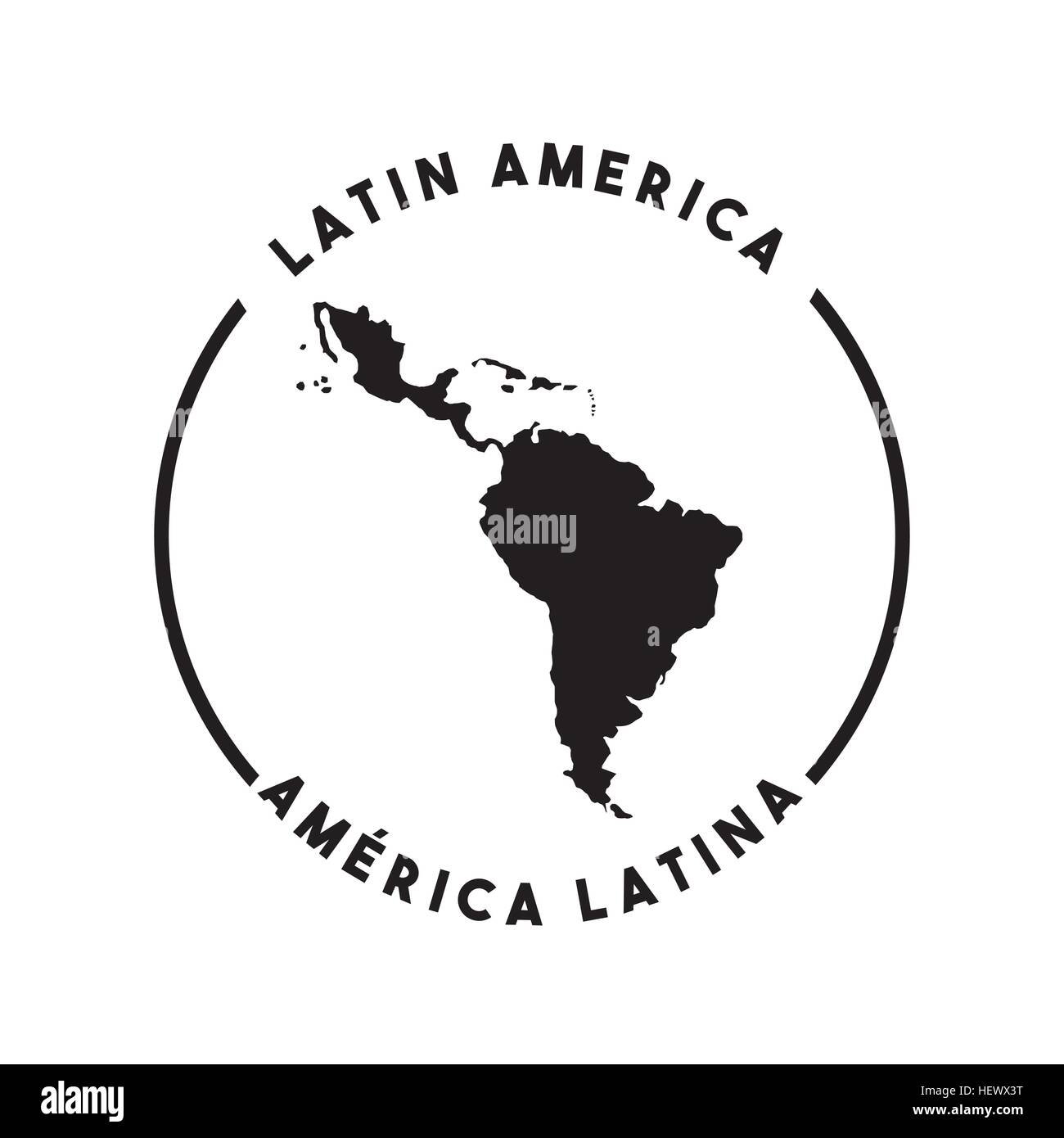 Silhouette di america latina icona mappa su sfondo bianco. illustrazione vettoriale Illustrazione Vettoriale