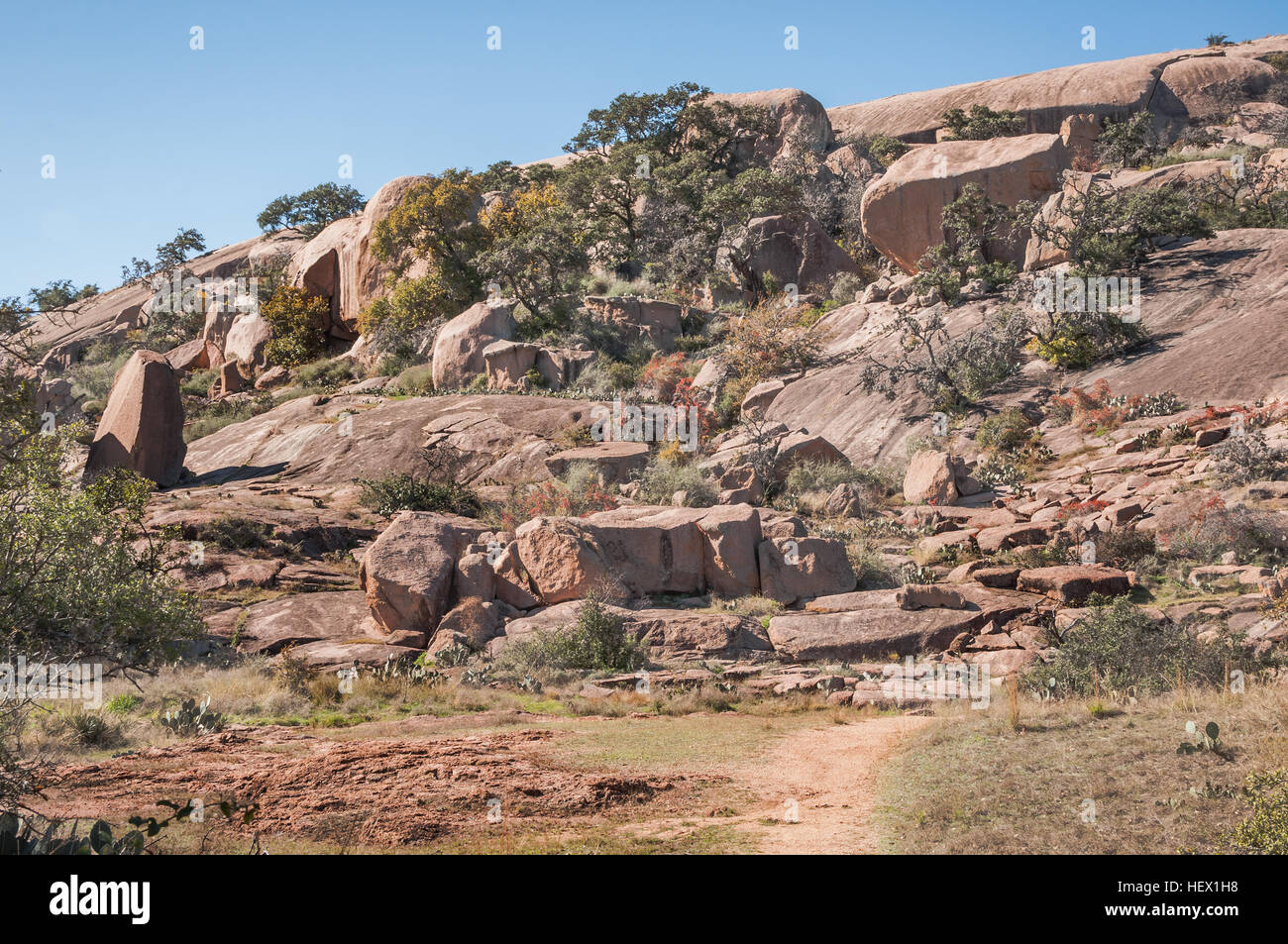 Dichiarazioni interpretative loop trail alla base della roccia incantata Area Naturale Foto Stock