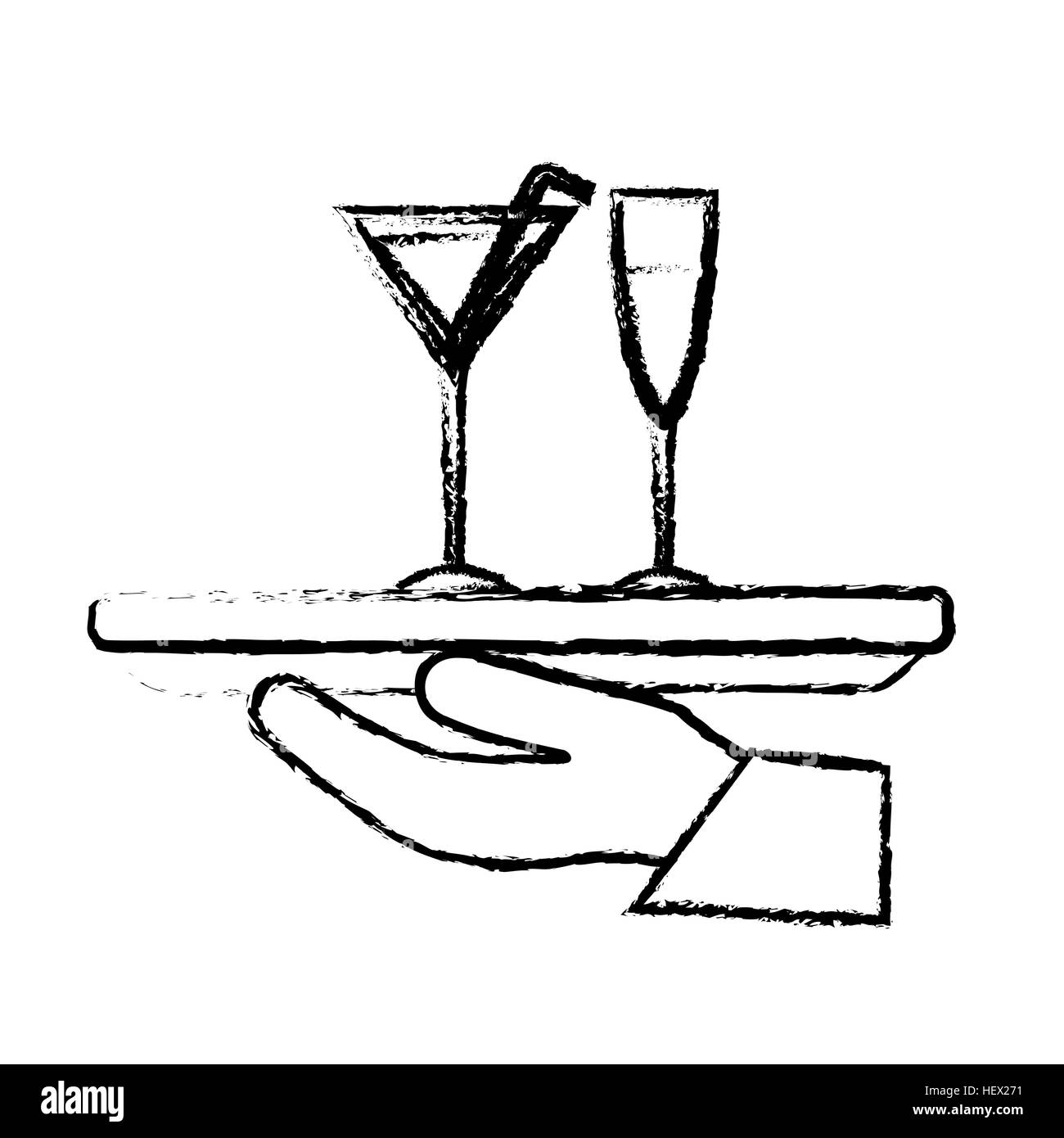 Cameriere simbolo mano icona illustrazione vettoriale graphic design Foto Stock