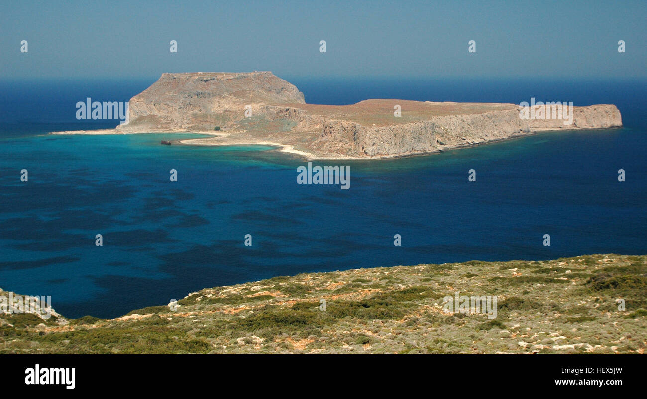 Isola di Gramvousa della costa del nord ovest di Creta, Grecia Foto Stock