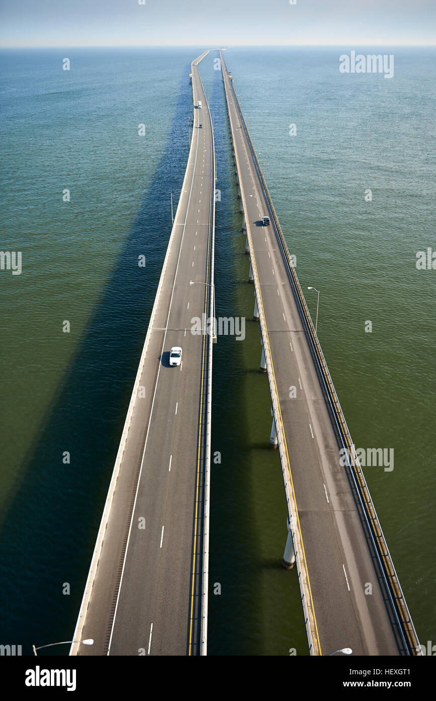 Stati Uniti d'America, la fotografia aerea della Chesapeake Bay Bridge Tunnel Foto Stock