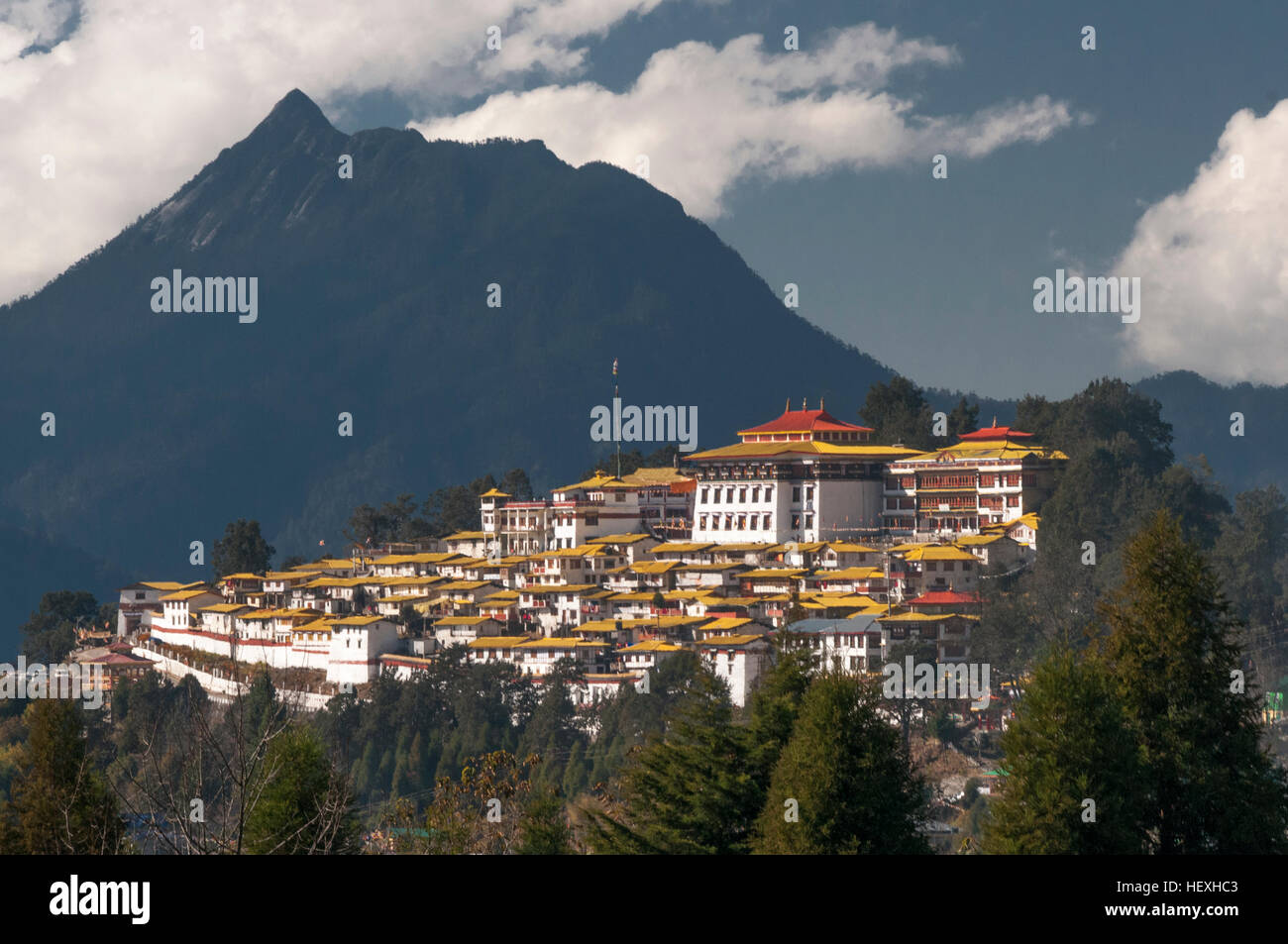 Tawang Gompa, di un edificio del XVIII secolo il monastero buddista e India la più grande, in prossimità del confine Indo-Tibetan Foto Stock