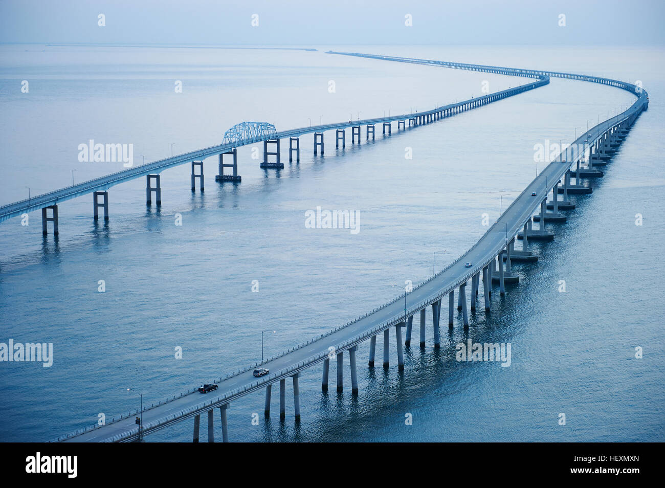 Stati Uniti d'America, la fotografia aerea della Chesapeake Bay Bridge Tunnel Foto Stock