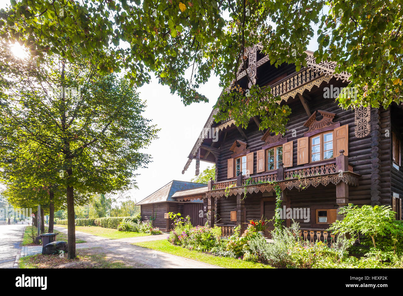 Germania, Potsdam, tipica casa di telaio a Alexandrowka Foto Stock