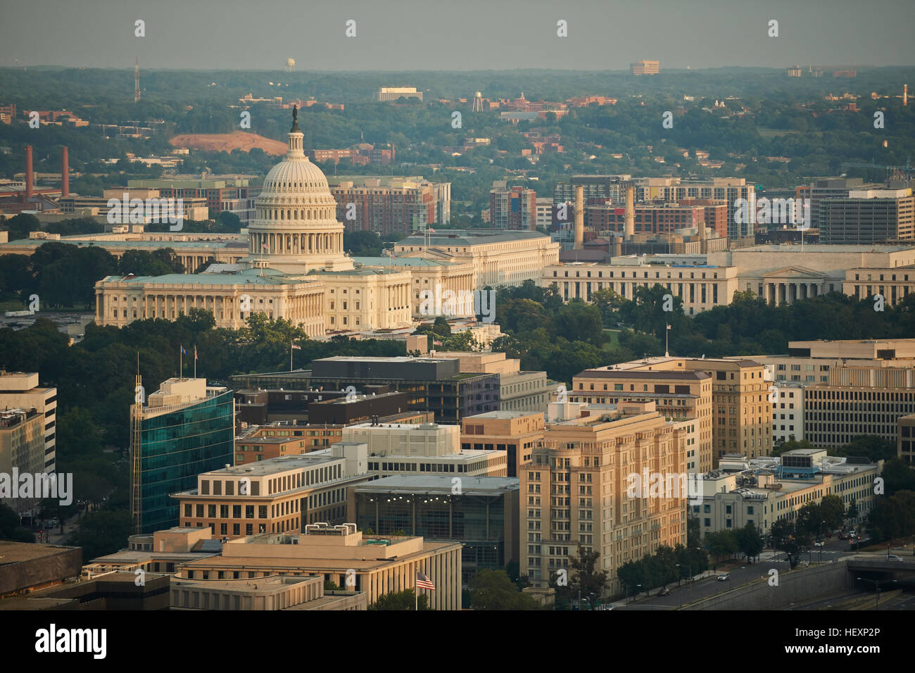 Stati Uniti d'America, Washington D.C., la fotografia aerea del Campidoglio degli Stati Uniti e il Triangolo Federale Foto Stock