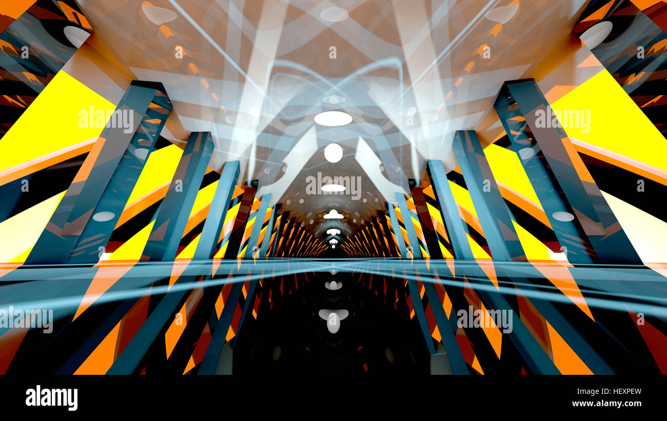 Architettura futuristica, rendering 3D Foto Stock