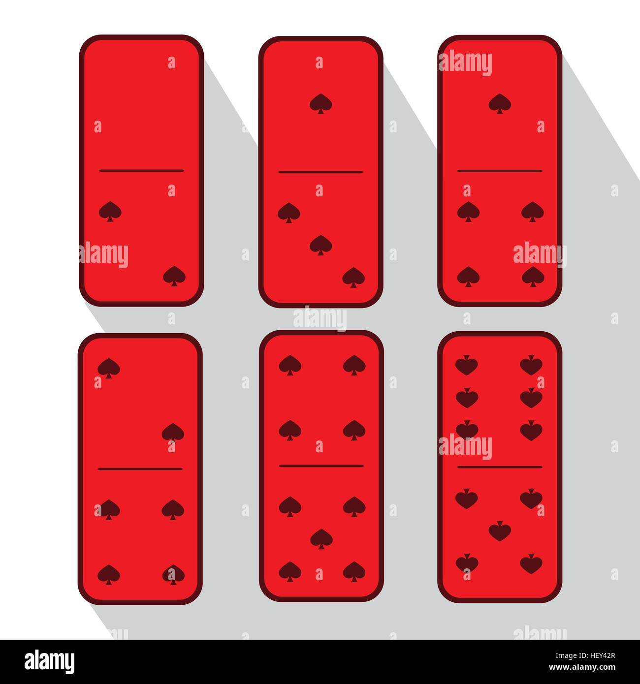 Domino rosso. Uno e tre. Cuore di sei pezzi su sfondo grigio. utilizzato per lo sviluppo web, stampa, decorazioni, ornamenti. Illustrazione Vettoriale