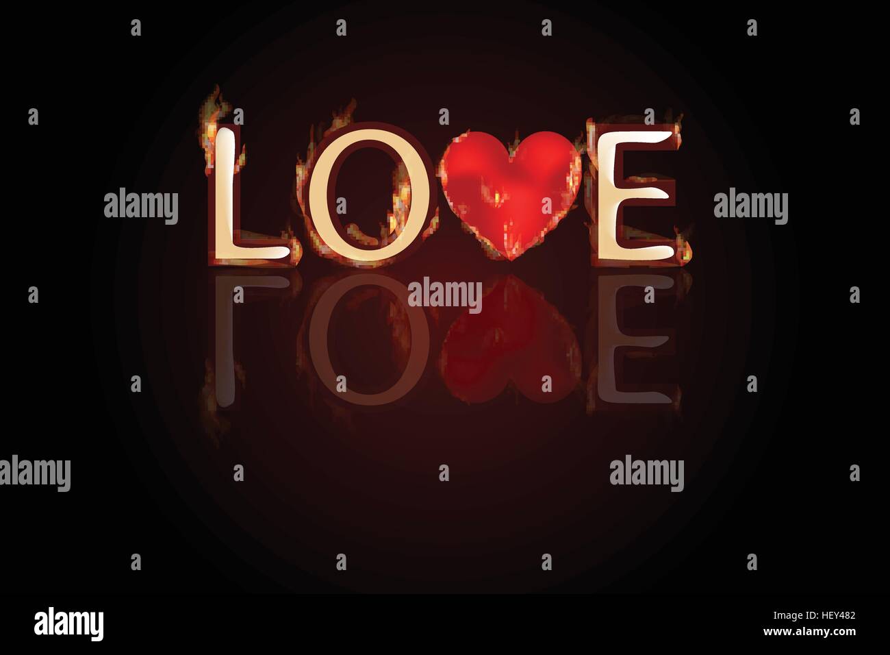 Lettera d'amore con il cuore in mezzo al fuoco. Giorno di San ...