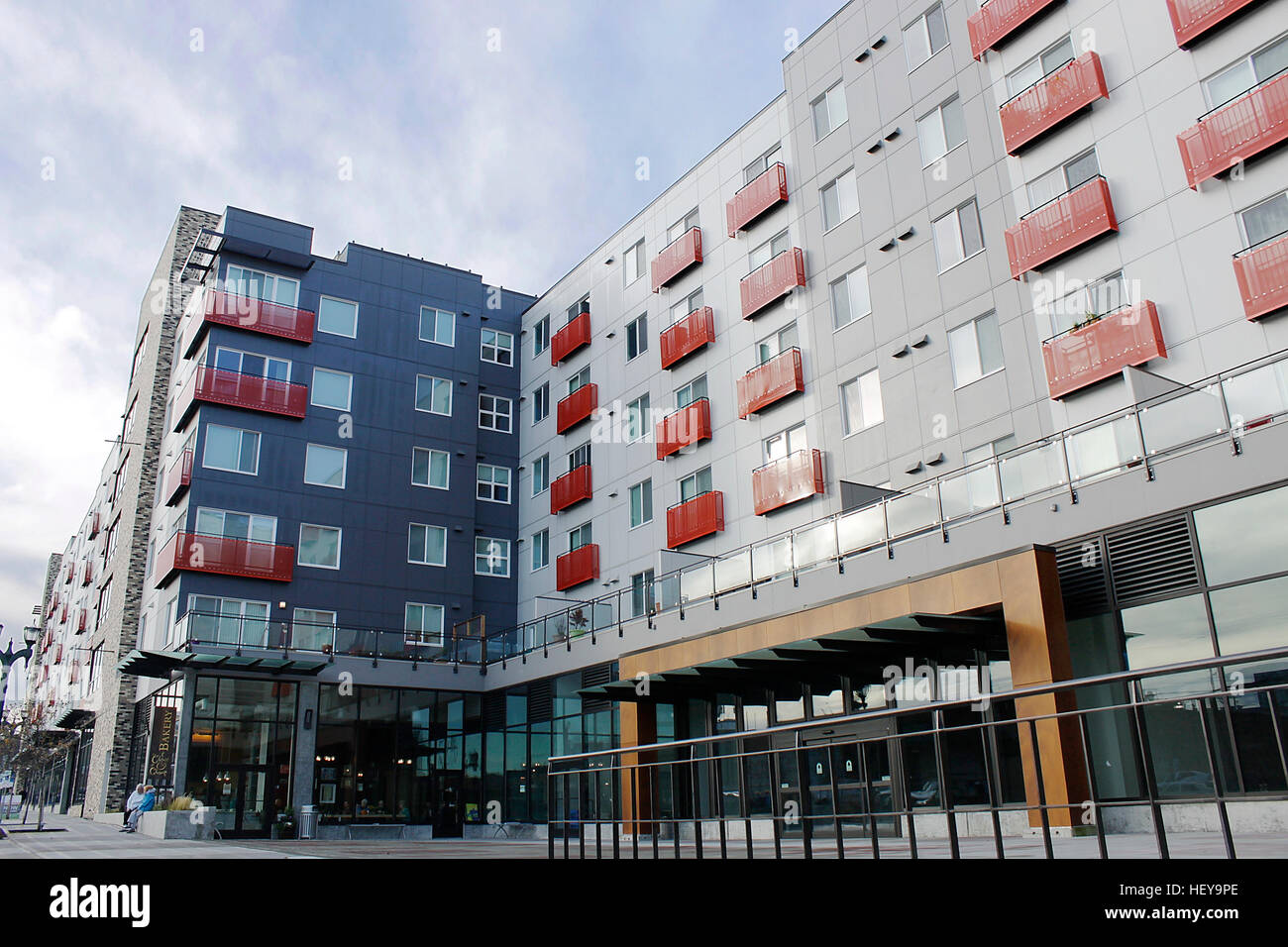 Nuovo edificio nel centro di Everett, WA. Foto Stock