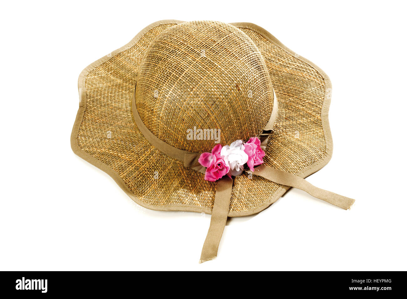 Cappello di paglia decorato con fiori Foto stock - Alamy