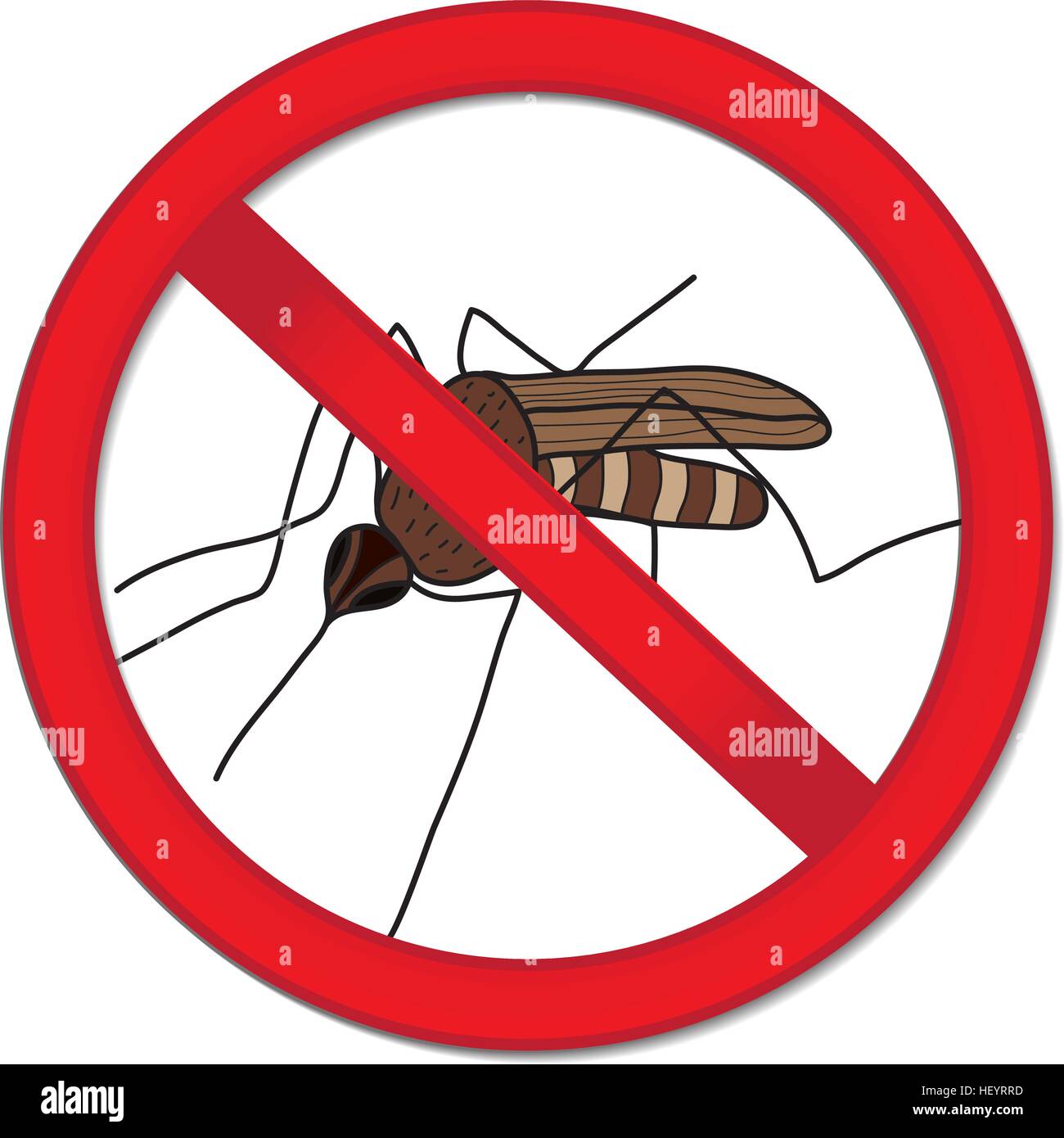 Segno rosso divieto zanzara. Arresto di insetto zanzara. Illustrazione Vettoriale Illustrazione Vettoriale