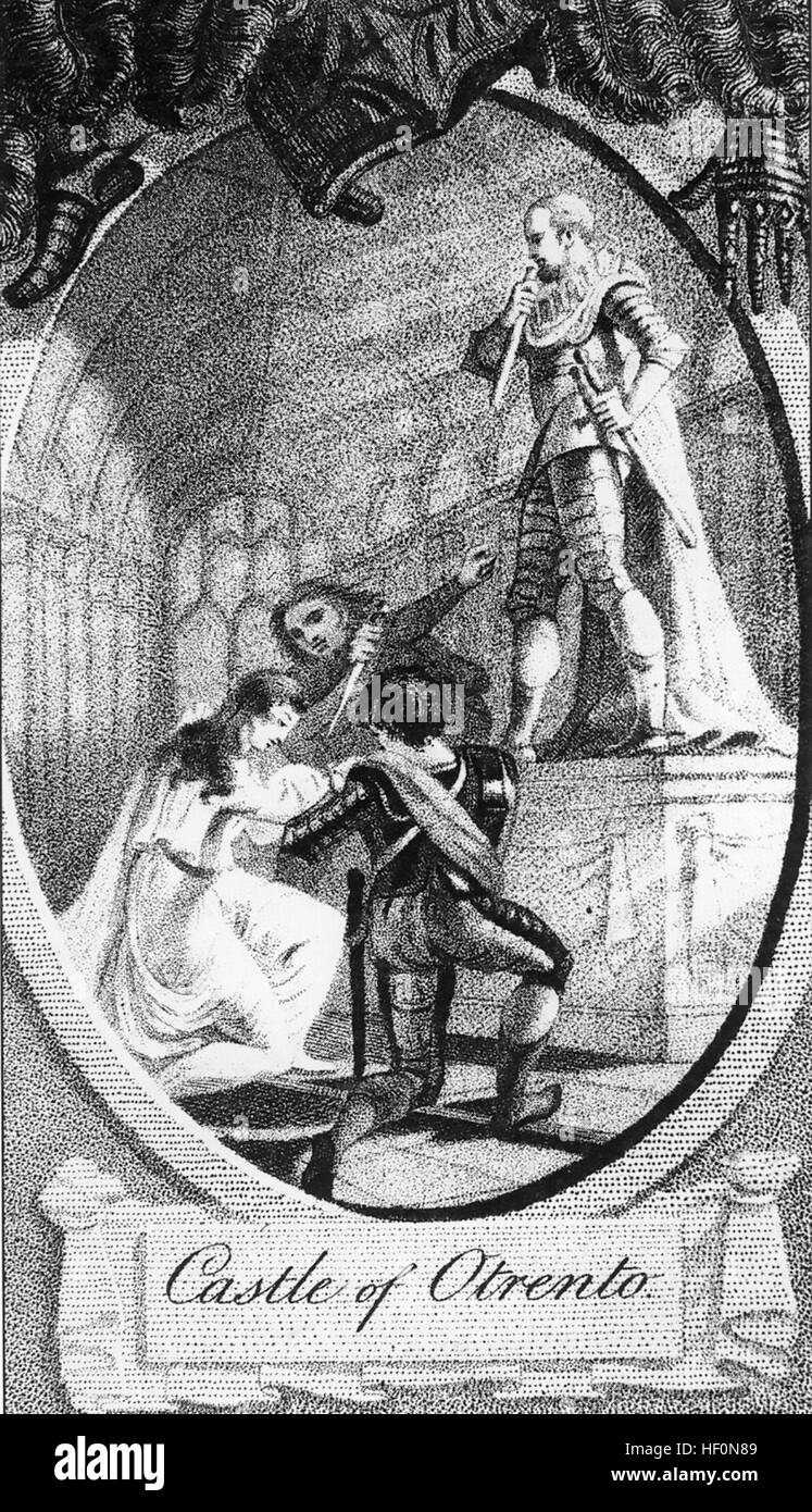 Il CASTELLO DI OTRANTO 1764 Romanzo gotico di Horace Walpole. Manfred circa a pugnalata Matilda pensando che è Isabella. Foto Stock