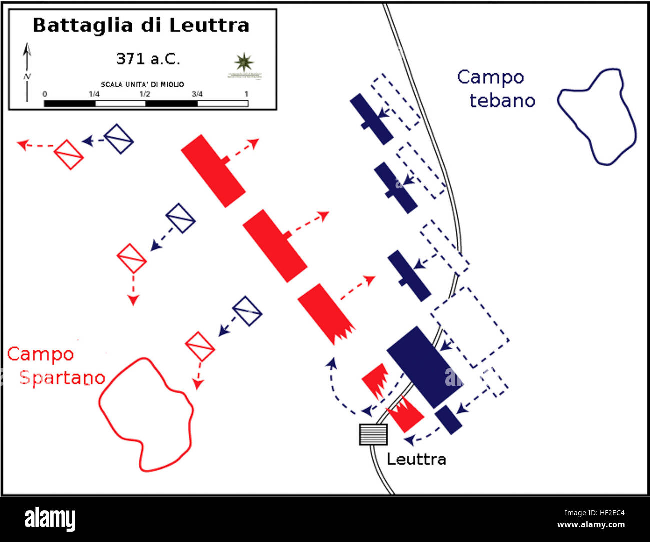 Battaglia di Leuctra, 371 BC - azione decisiva-it Foto Stock