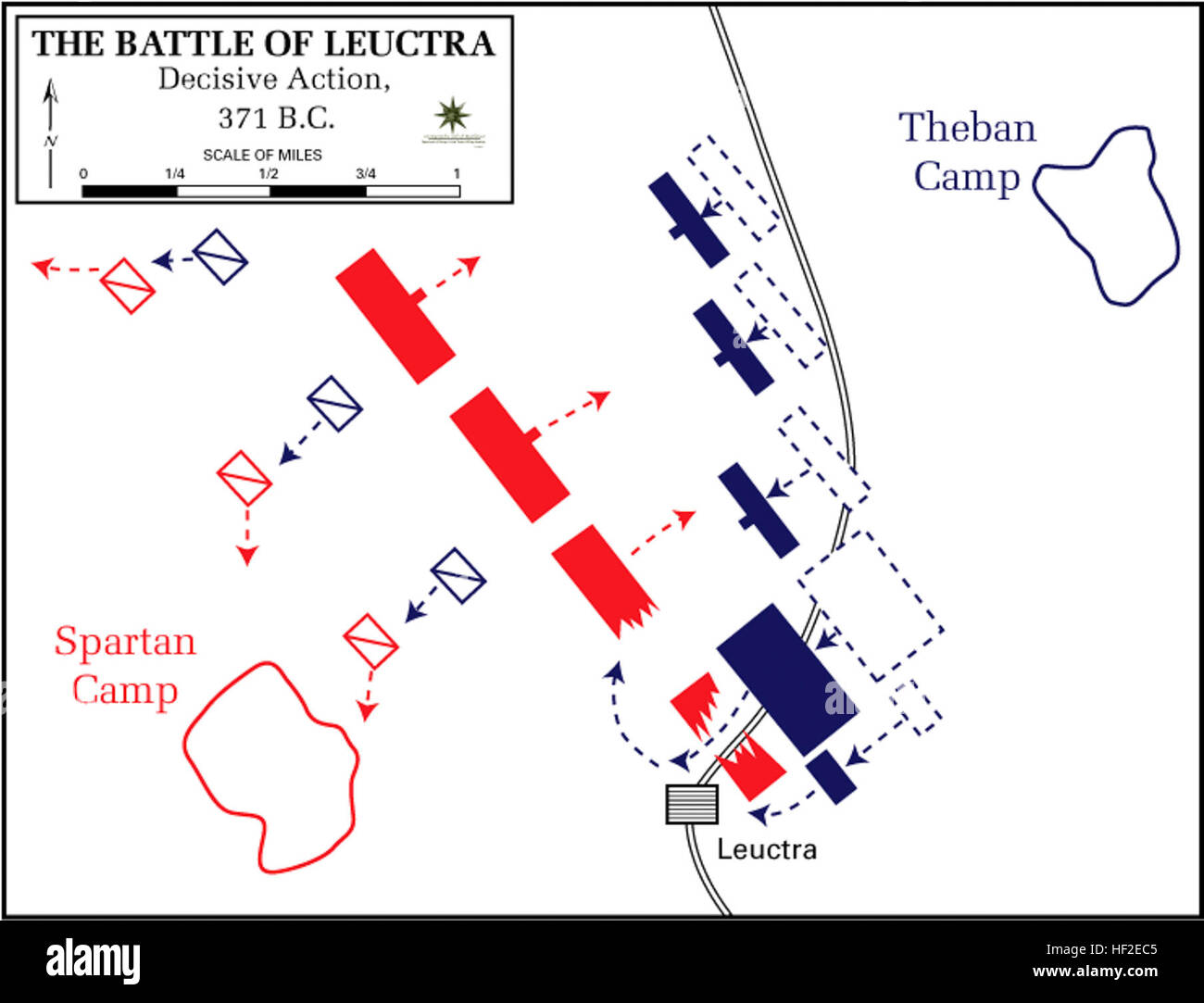 Battaglia di Leuctra, 371 BC - azione decisiva Foto Stock