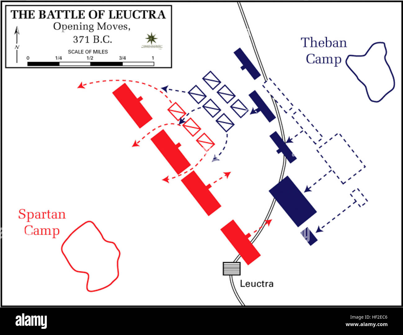 Battaglia di Leuctra, 371 BC - apertura si sposta Foto Stock