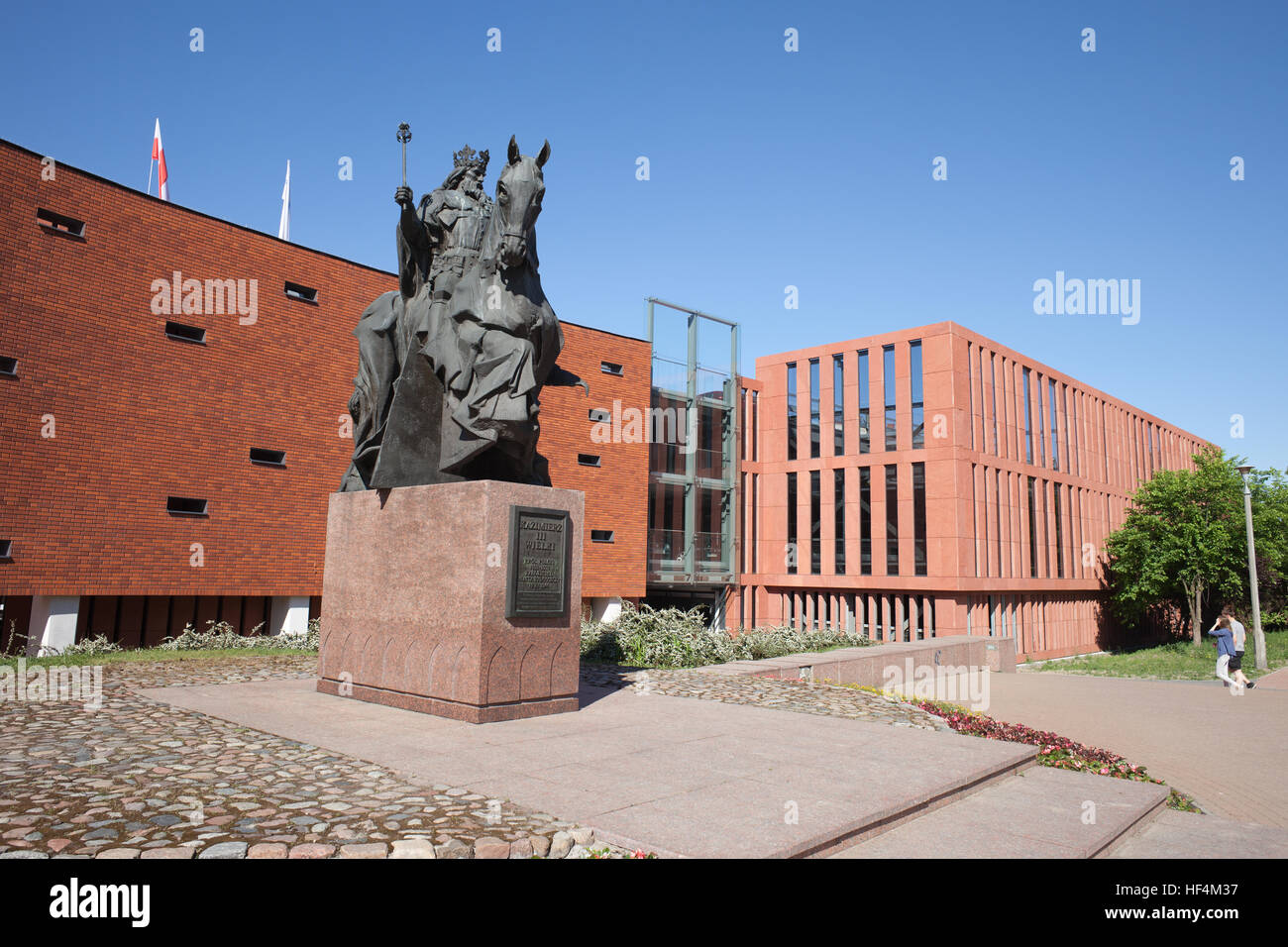 Casimiro III il grande (Kazimierz III Wielki) re di Polonia (1333-1370) statua equestre nella città di Bydgoszcz (Polonia), l'ultimo re polacco dal Foto Stock