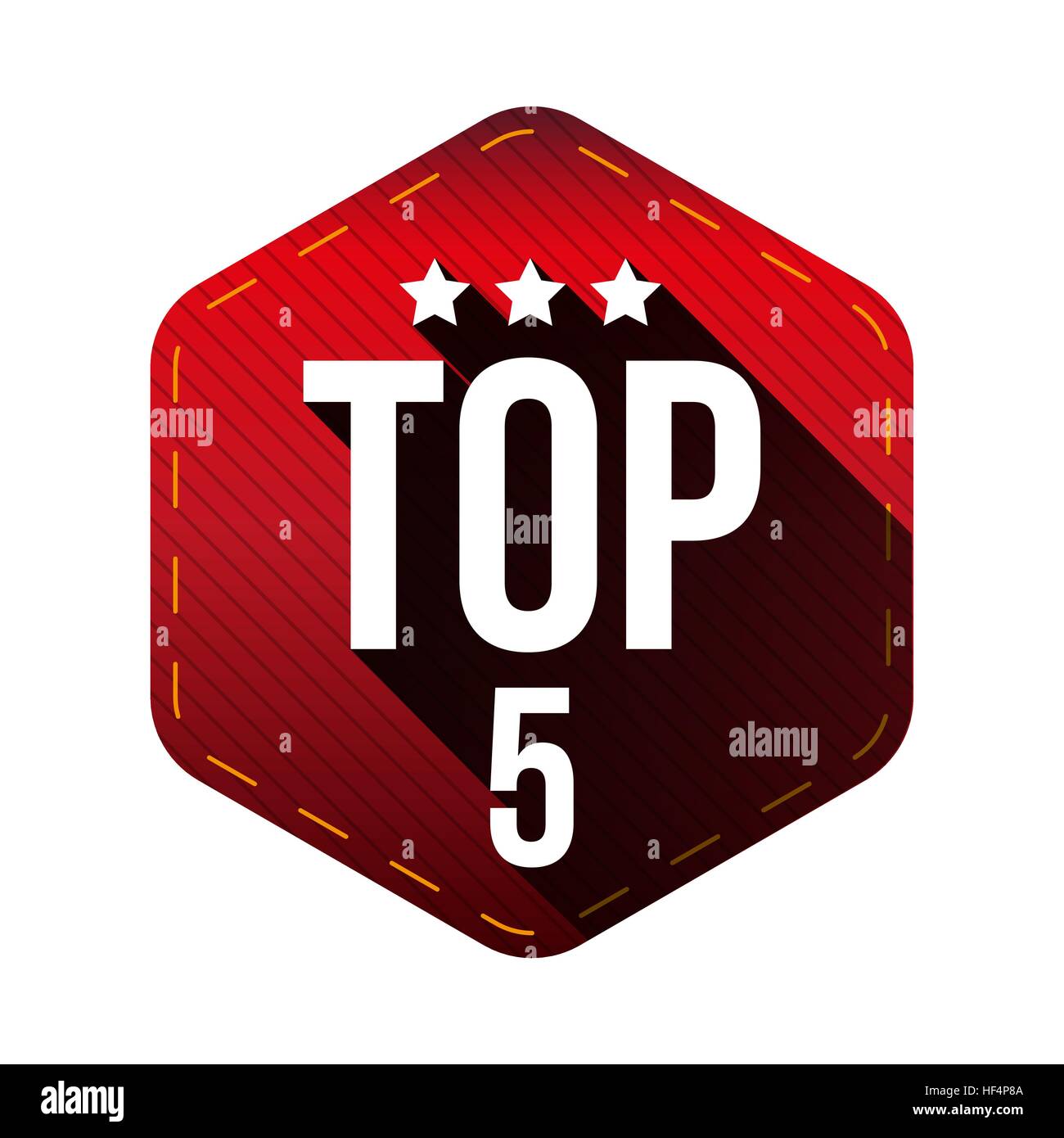 Top 5 - Cinque vettore patch esagonale Illustrazione Vettoriale