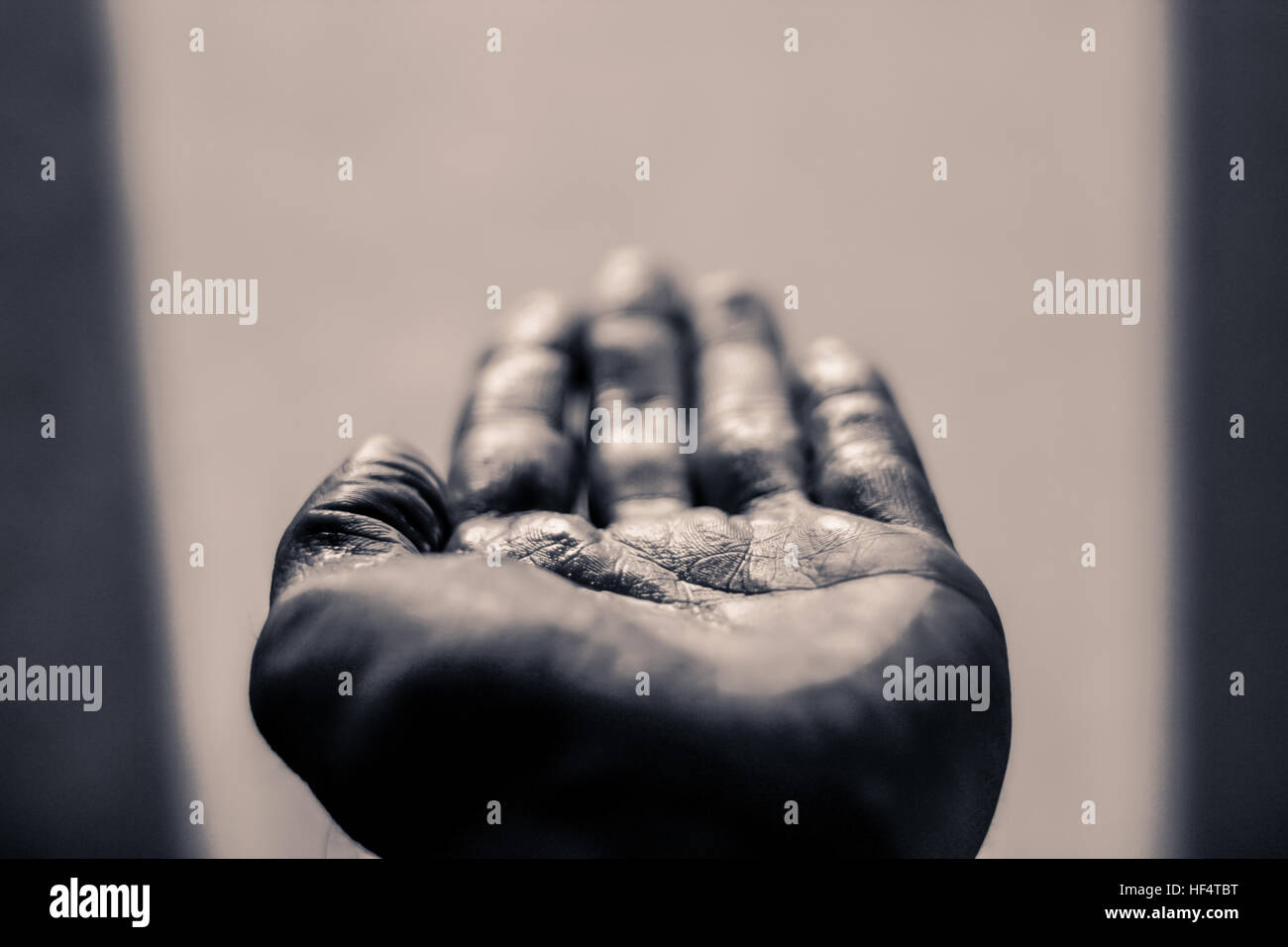 Fotografia di un open mano umana Foto Stock