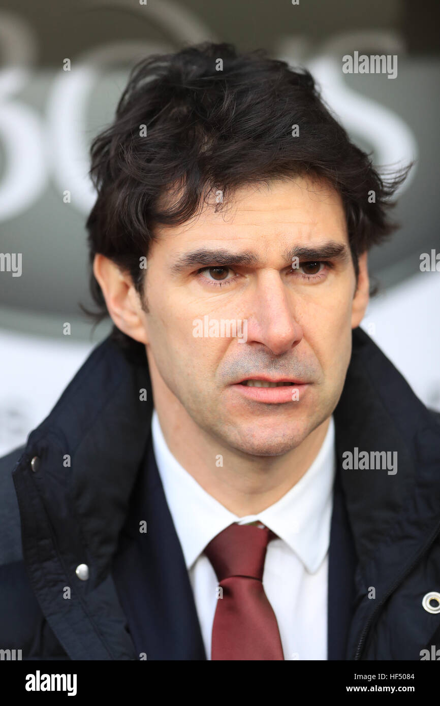 Middlesbrough manager Aitor Karanka durante il match di Premier League a Turf Moor, Burnley. Foto Stock