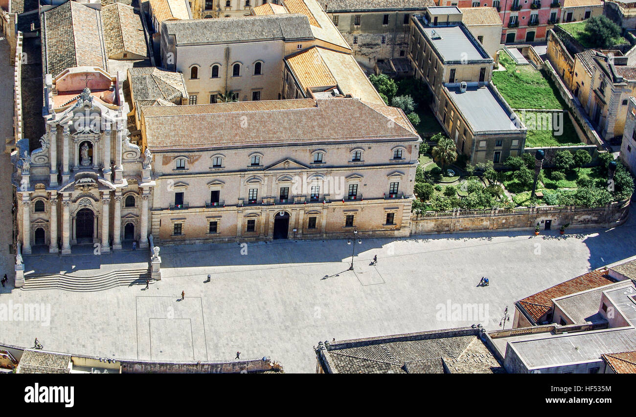 Vista aerea della piazza del Duomo di Siracusa Sicilia Foto Stock