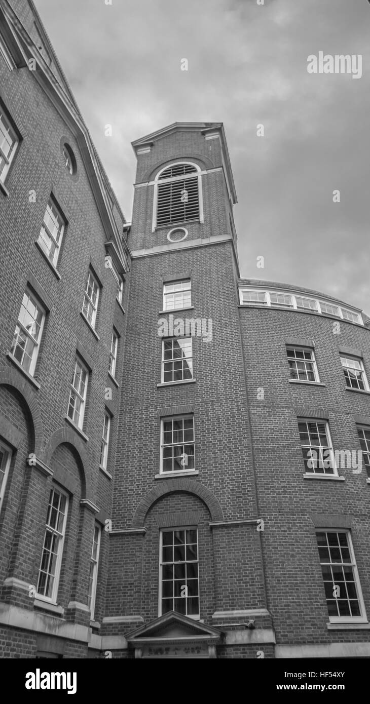 Scatti di edifici intorno a Londra in bianco e nero Foto Stock