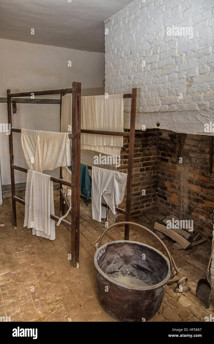 Servizio lavanderia sala con camino su George Washington estate a Mount Vernon Foto Stock