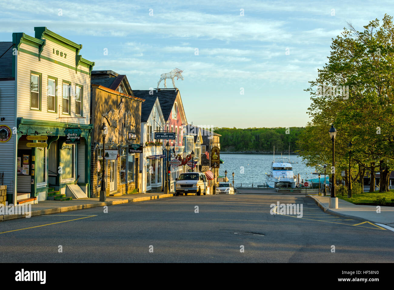 Negozi e aziende in Bar Harbor, Maine, Stati Uniti d'America Foto Stock