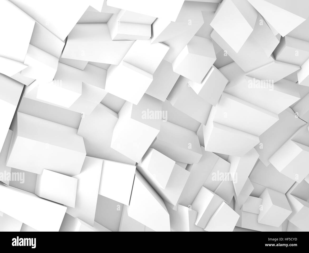 Abstract grafica digitale, sfondo bianco frammenti caotici pattern, 3d illustrazione Foto Stock
