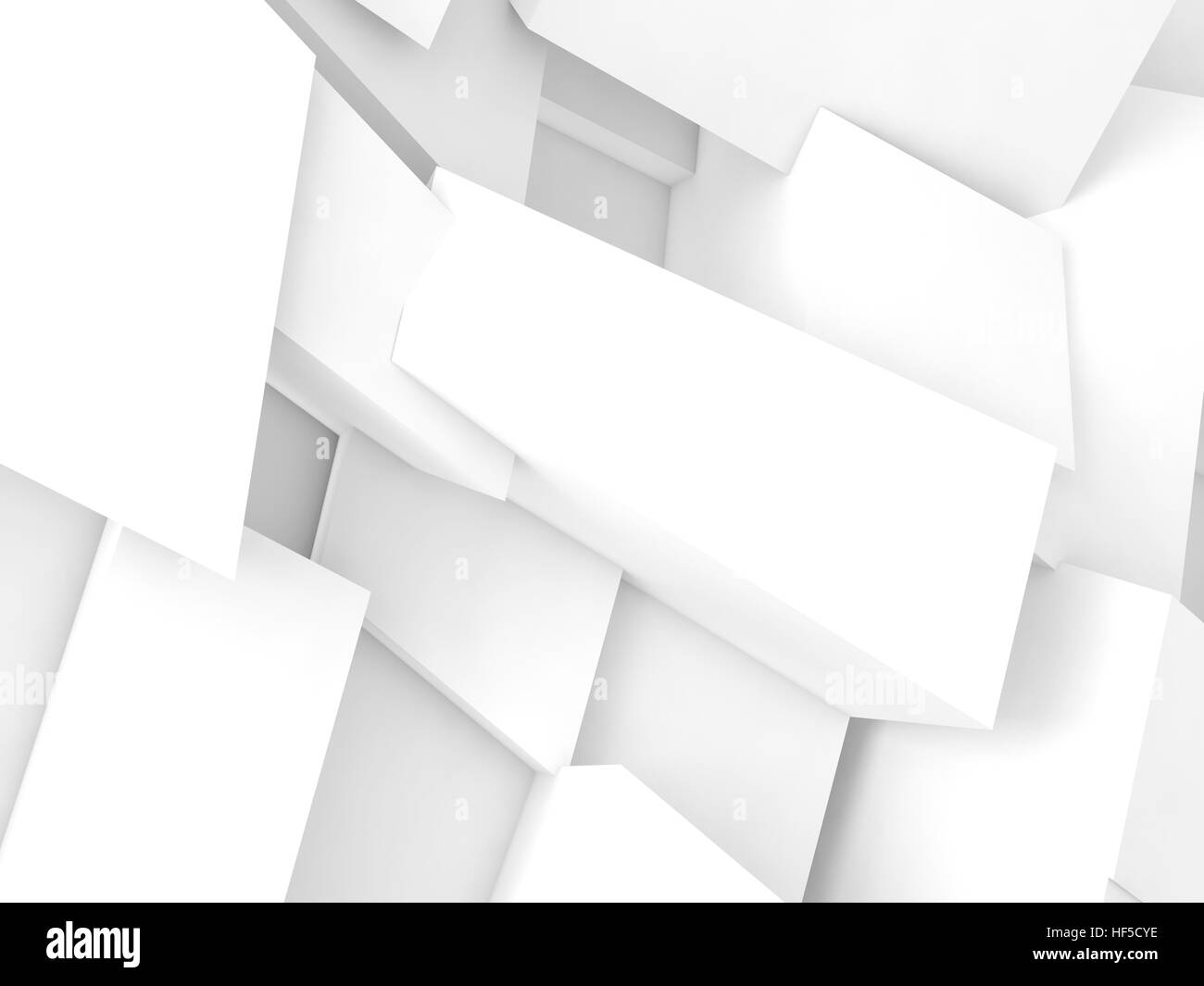 Abstract grafica digitale, sfondo bianco frammenti caotici pattern, 3D render illustrazione Foto Stock