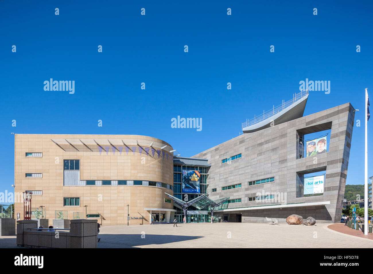 Te Papa Museum Wellington Nuova Zelanda. Il museo nazionale della Nuova Zelanda Te Papa Tongarewa entrata principale. Foto Stock