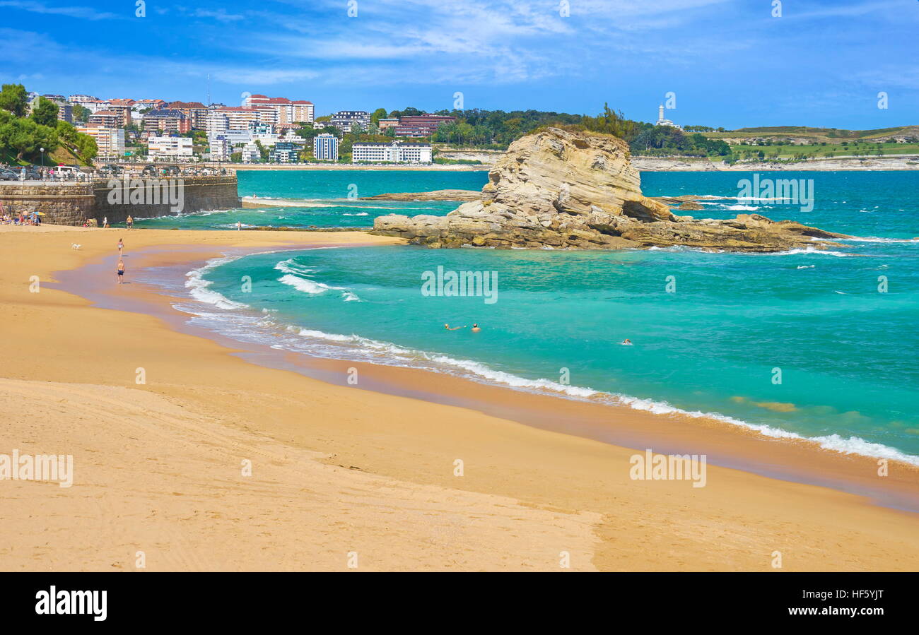 Playa del Camello, Santander, Cantabria, SPAGNA Foto Stock