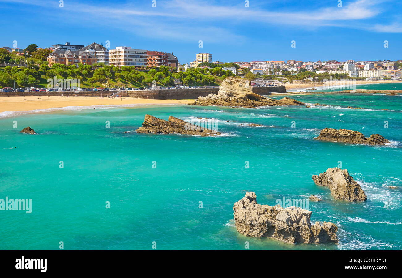 Playa del Camello, Santander, Cantabria, SPAGNA Foto Stock